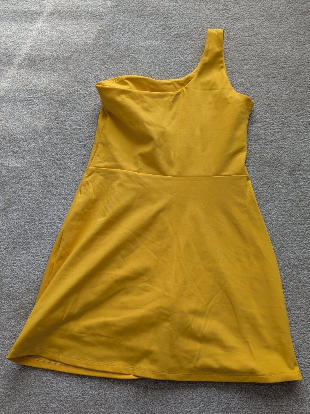 Girlfriend Collective Yellow Bianca One Shoulder Dress (NWOT) - Picture 6 of 7